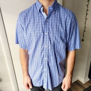 TailorByrd Blue White Black Plaid Short Sleeved Shirt Medium